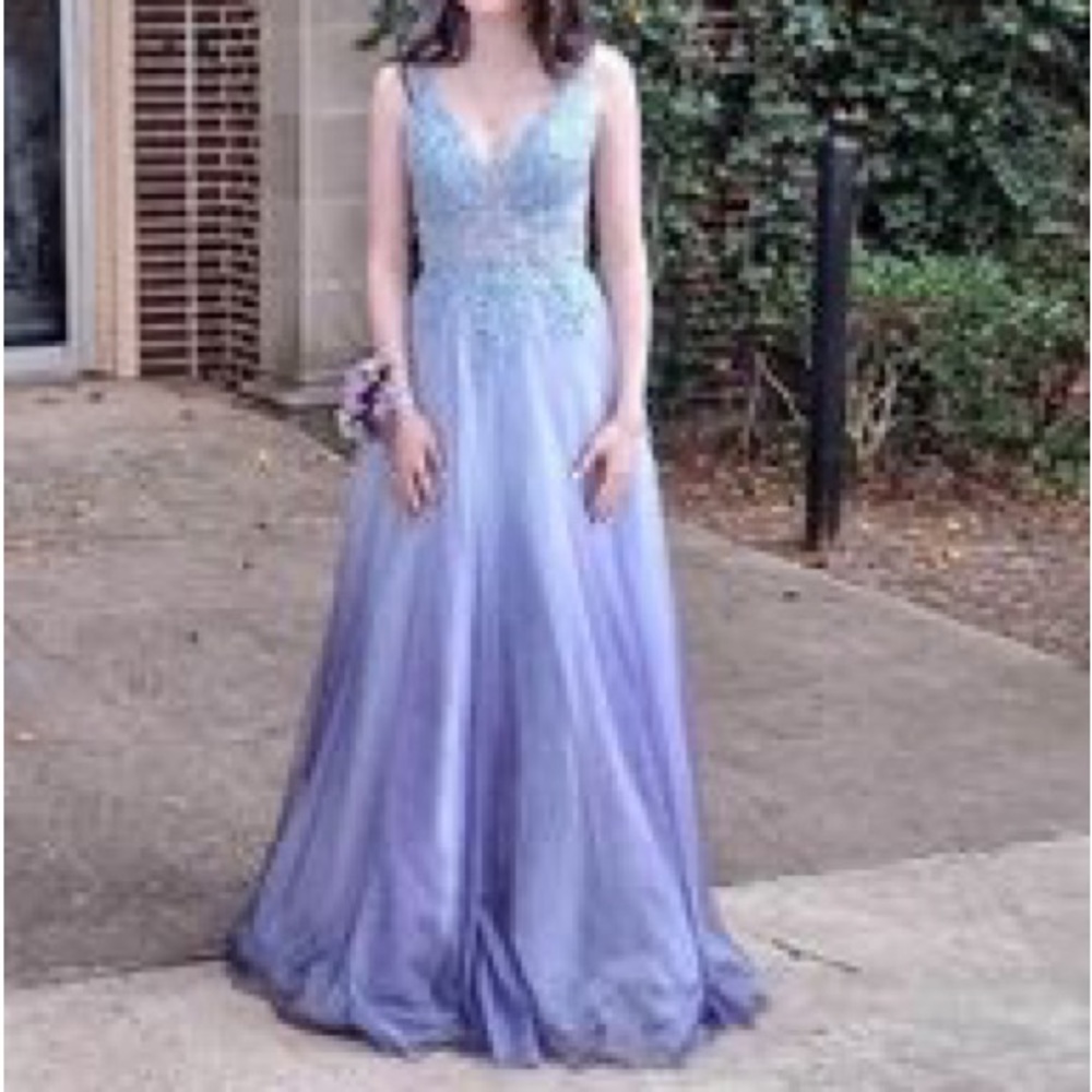 Blue and Purple Ombré Glitter Prom Dress
